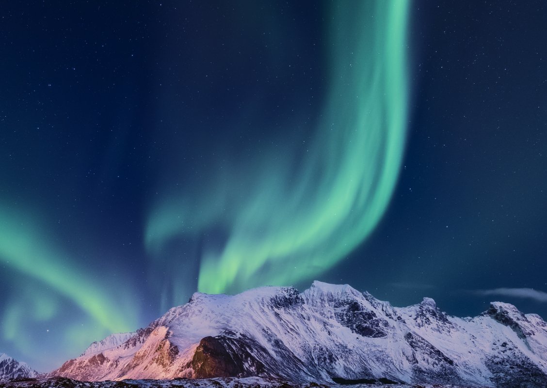 Northern lights over high mountains