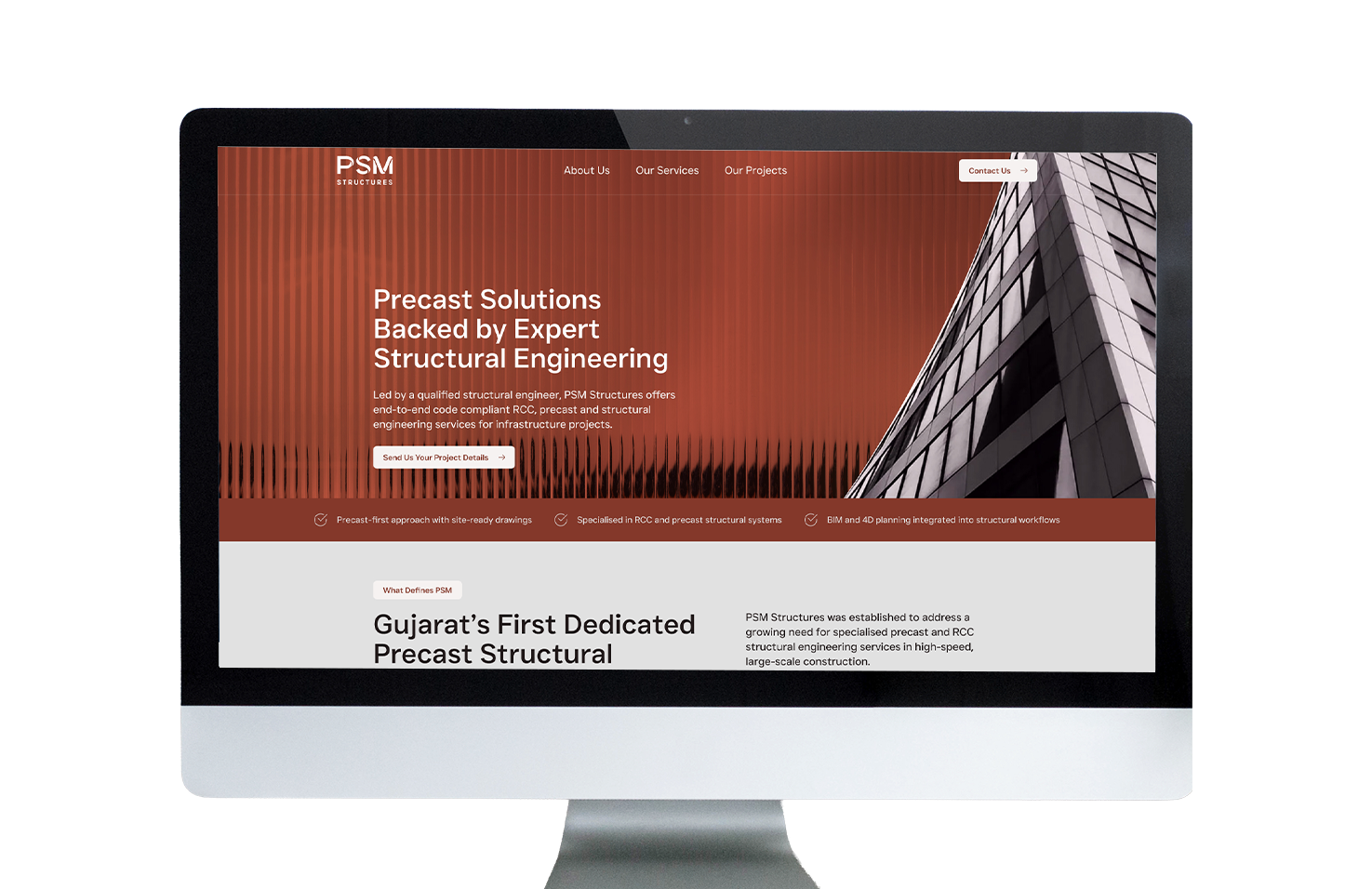 PSM Structures website mockup