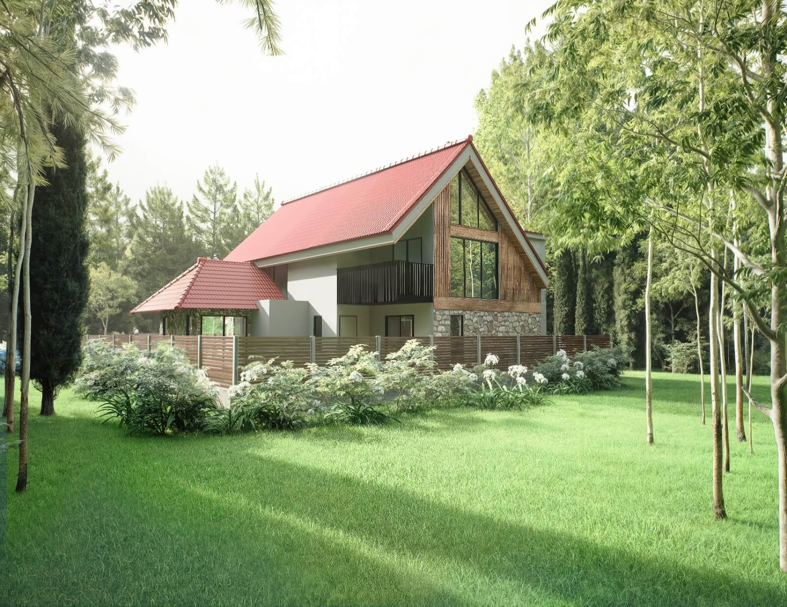 3D exterior render of the Silver Mist Villa